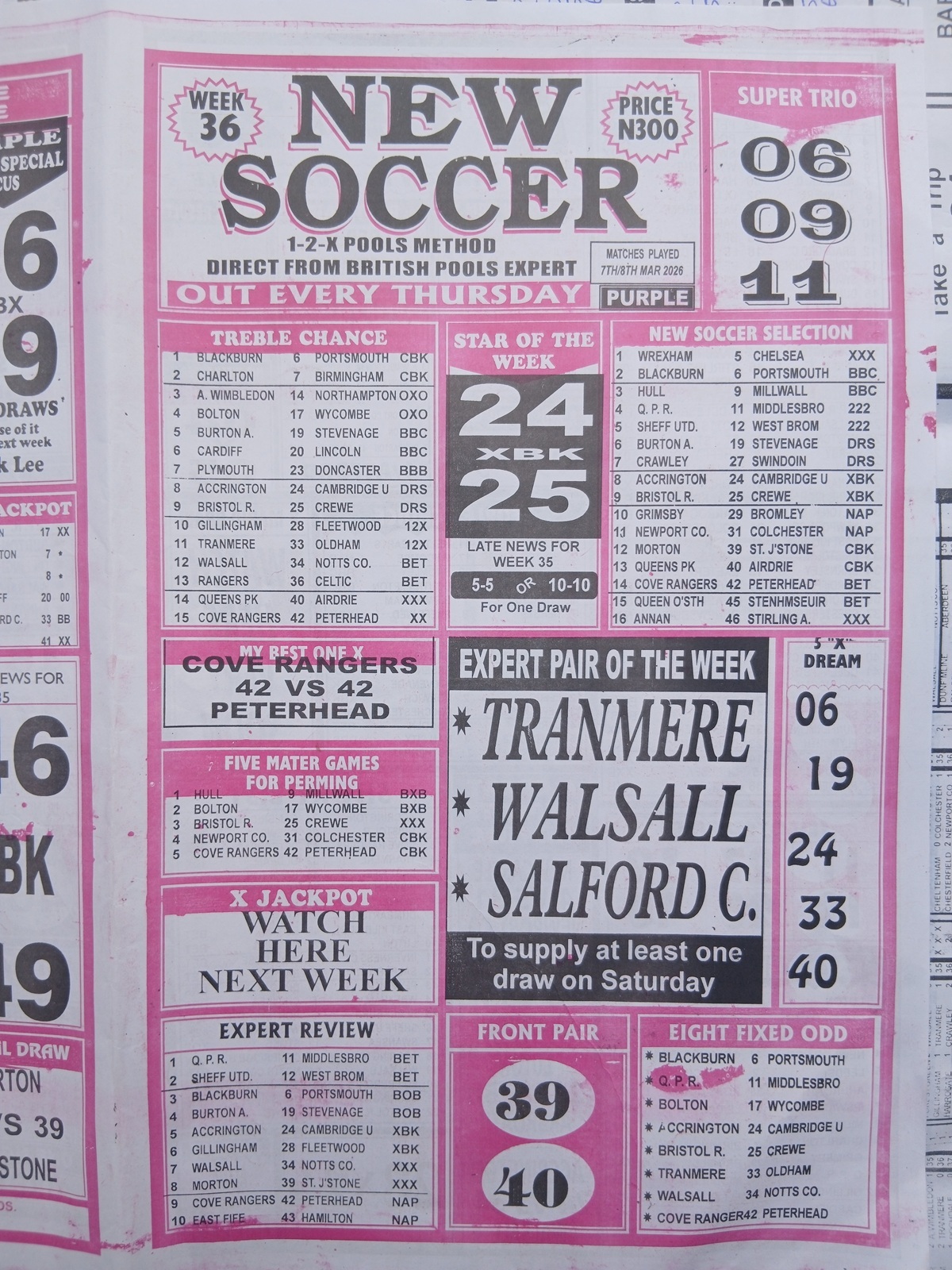 week 36 new soccer 2026 page 1