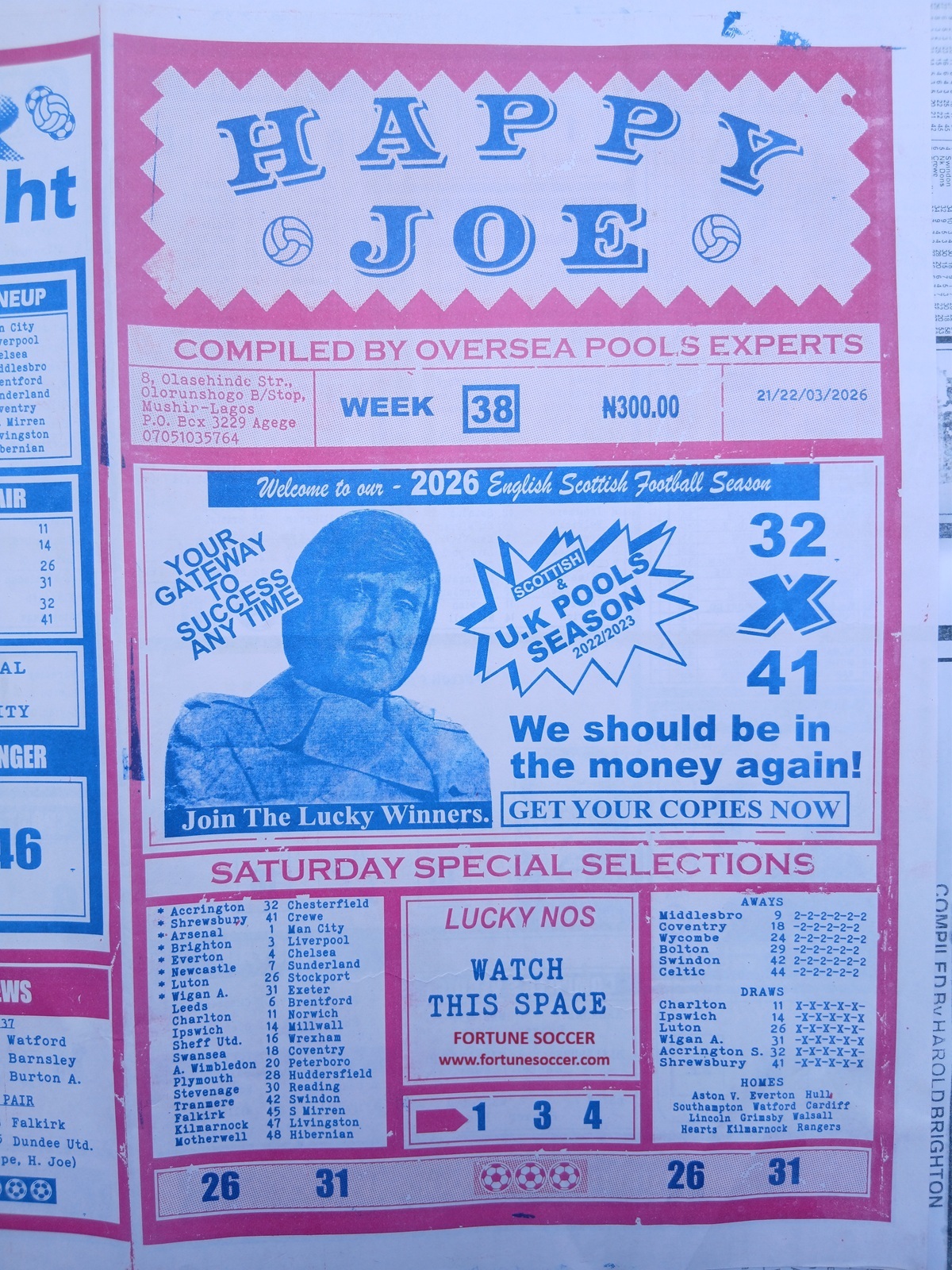 week 38 happy joe 2026 page 1