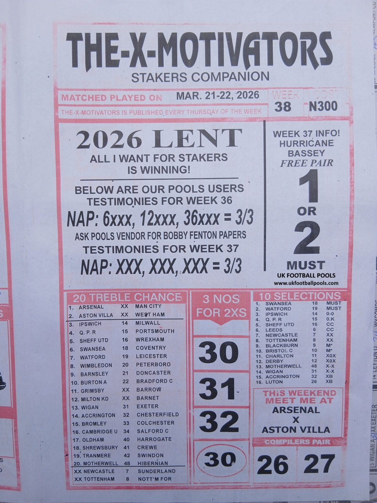 week 38 the x motivators 2026 page 1