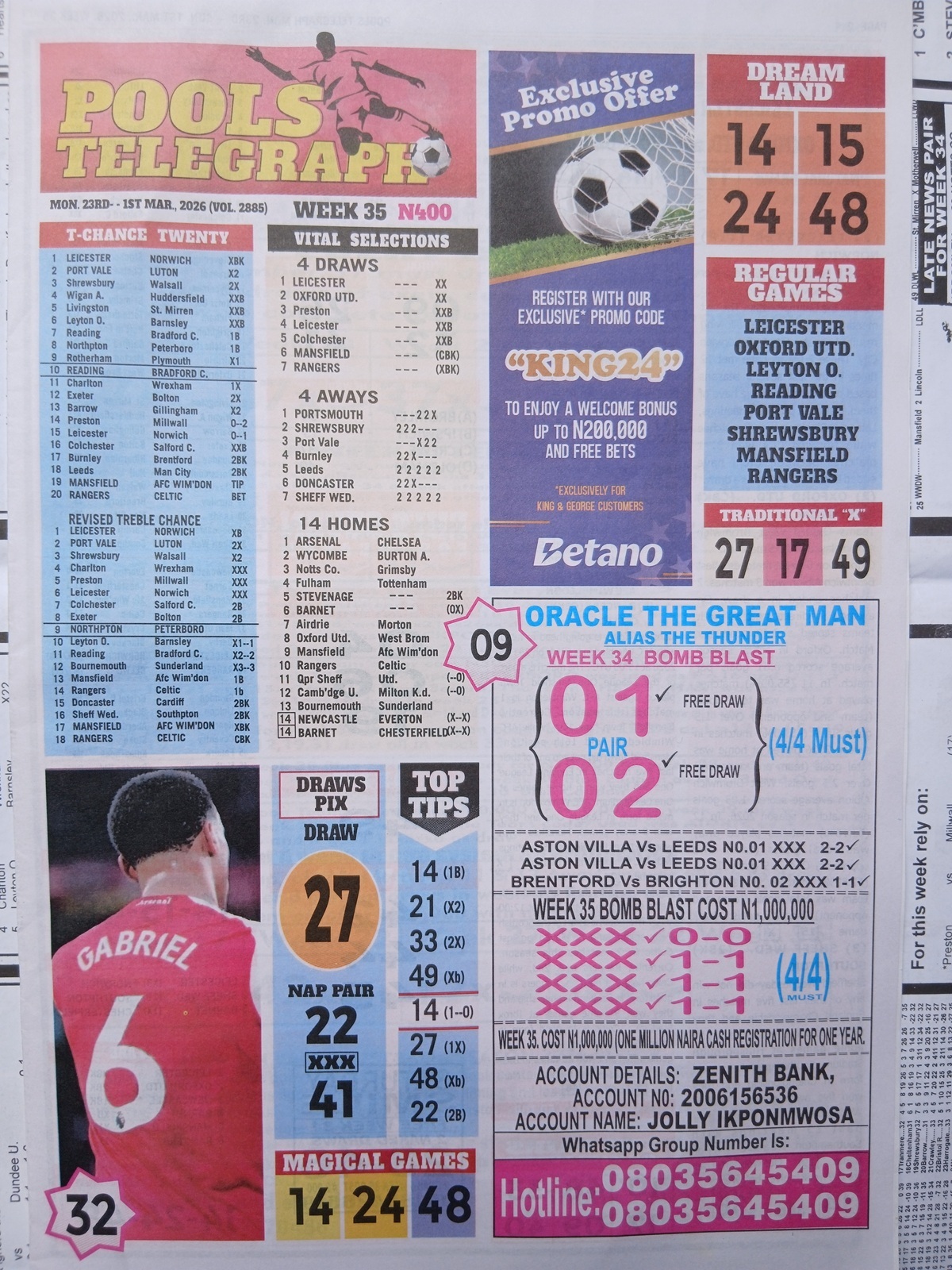 week 35 pools telegraph 2026 page 1