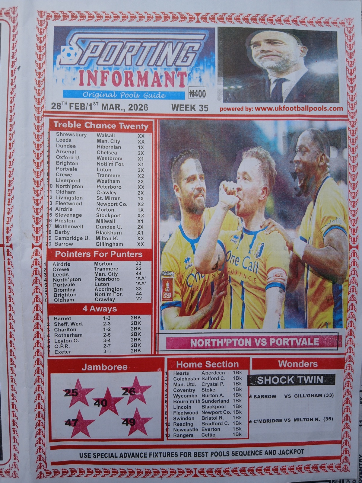 week 35 sporting informant 2026 page 1