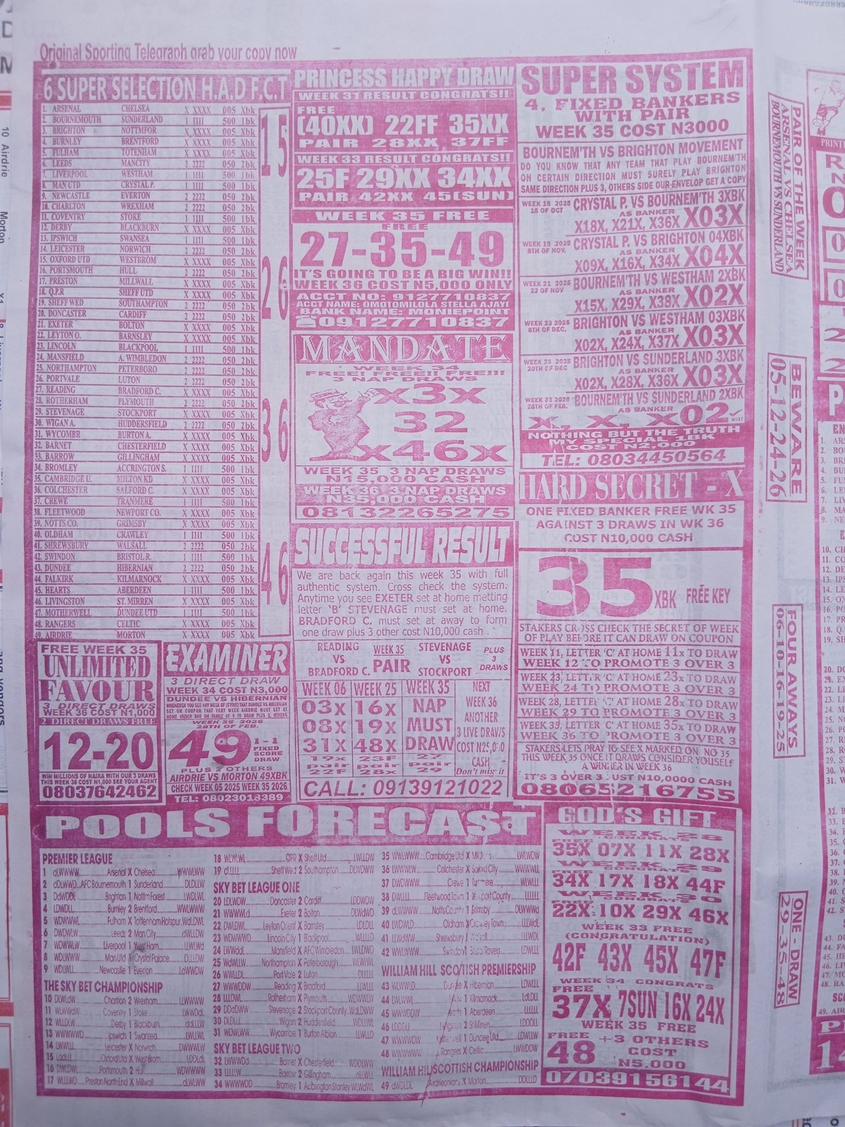 week 35 sporting telegraph 2026 page 6