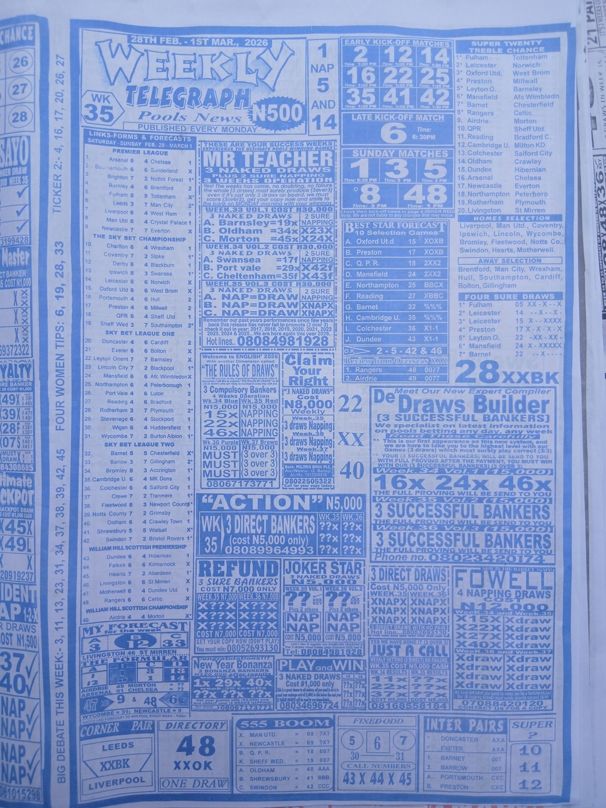 week 35 weekly telegraph 2026 page 1