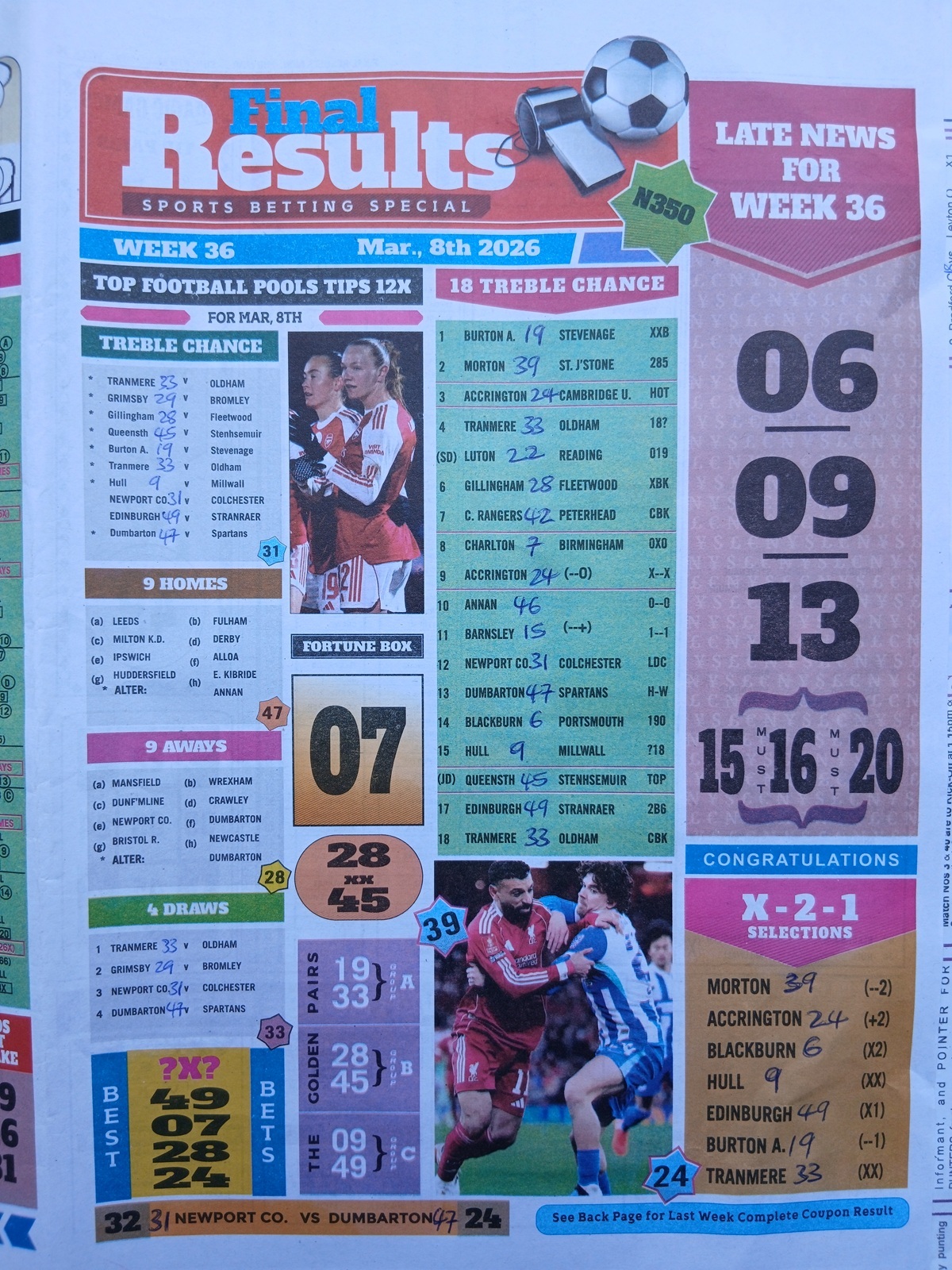 week 36 final results 2026 page 1