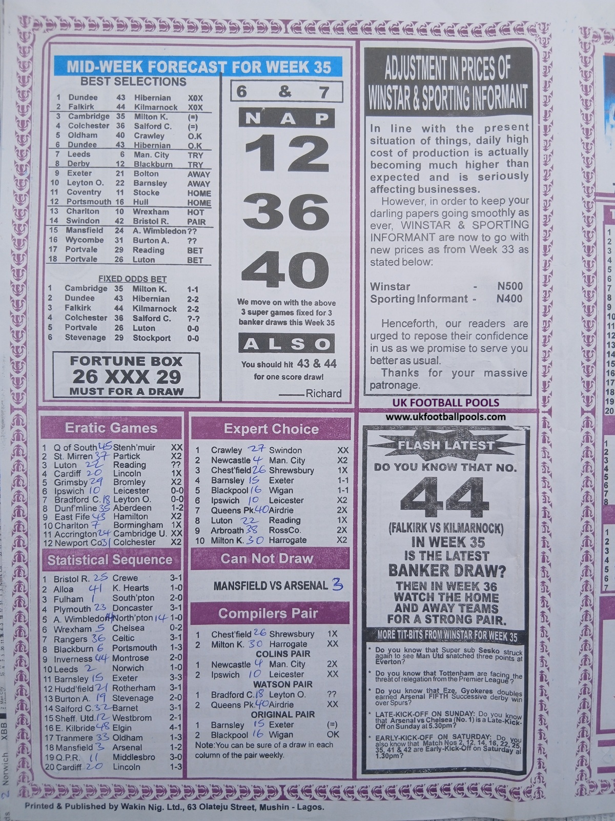 week 36 sporting informant 2026 page 4