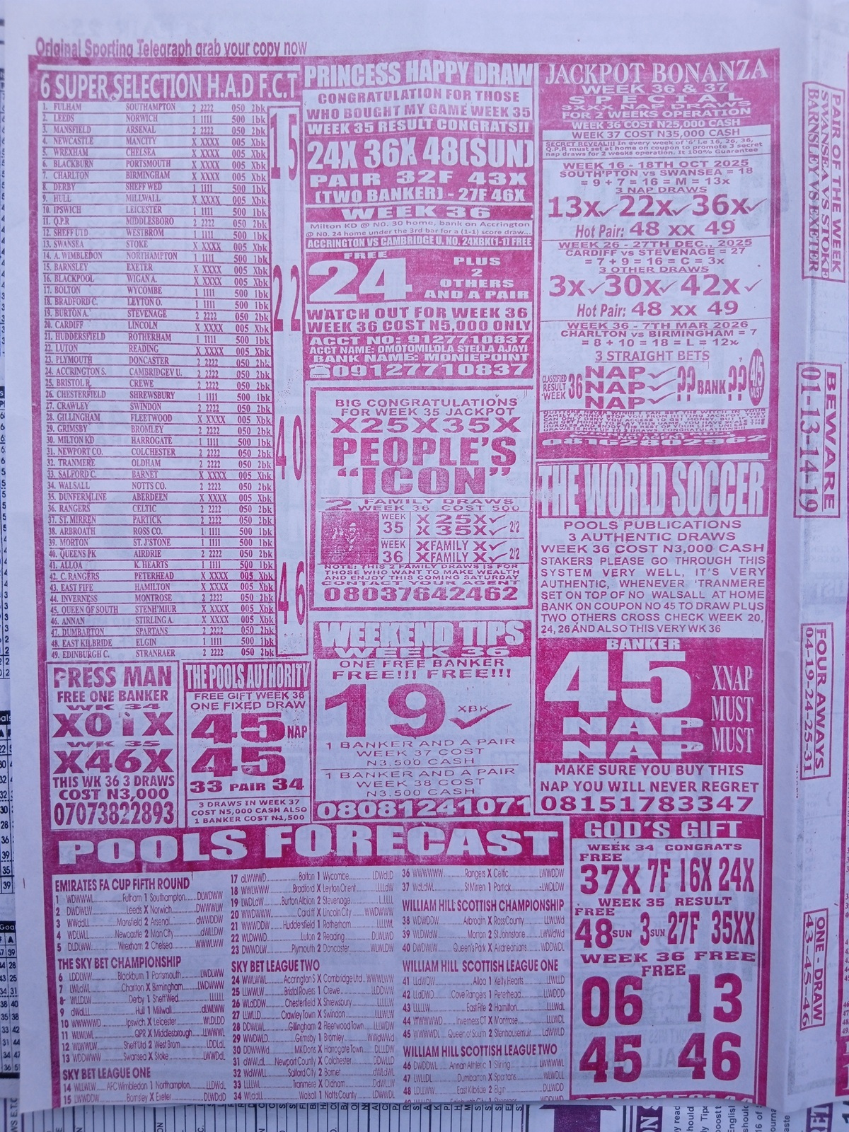 week 36 sporting telegraph 2026 page 6