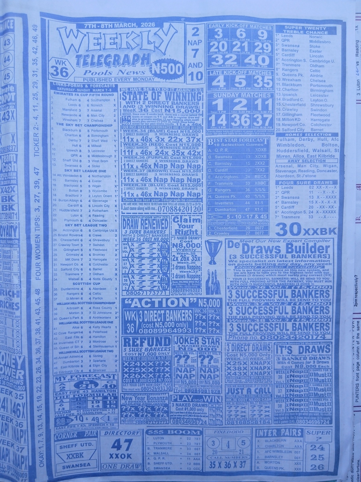 week 36 weekly telegraph 2026 page 1