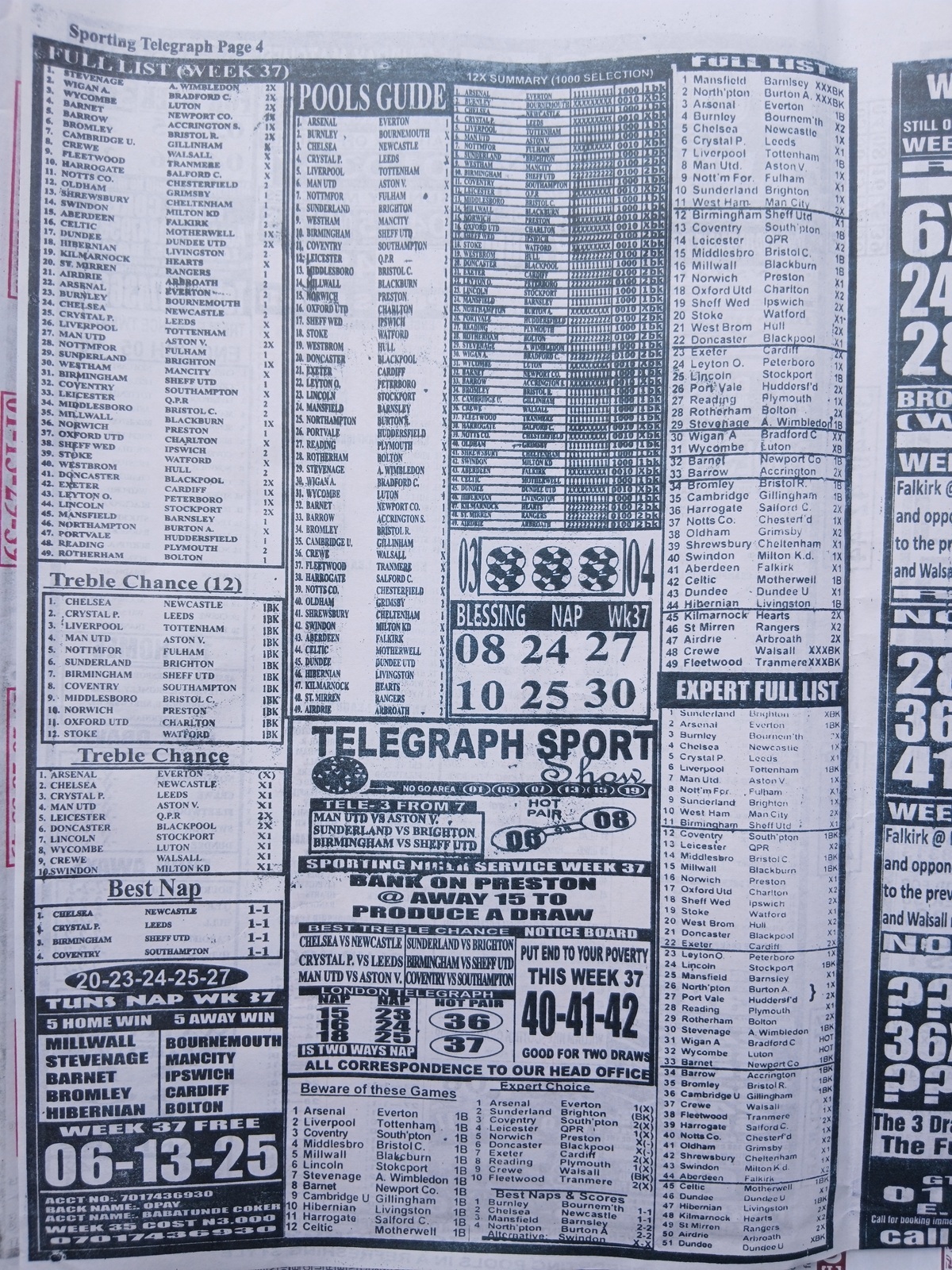 week 37 sporting telegraph 2026 page 2