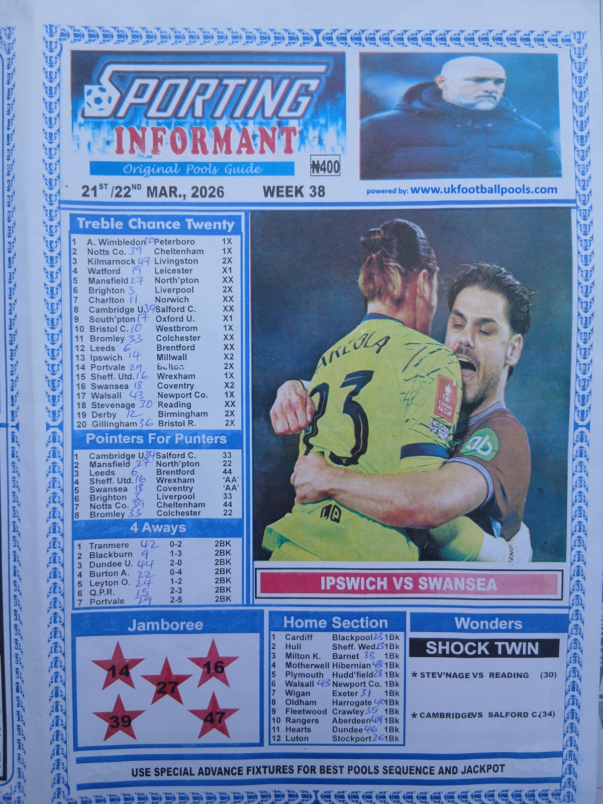 week 38 sporting informant 2026 page 1