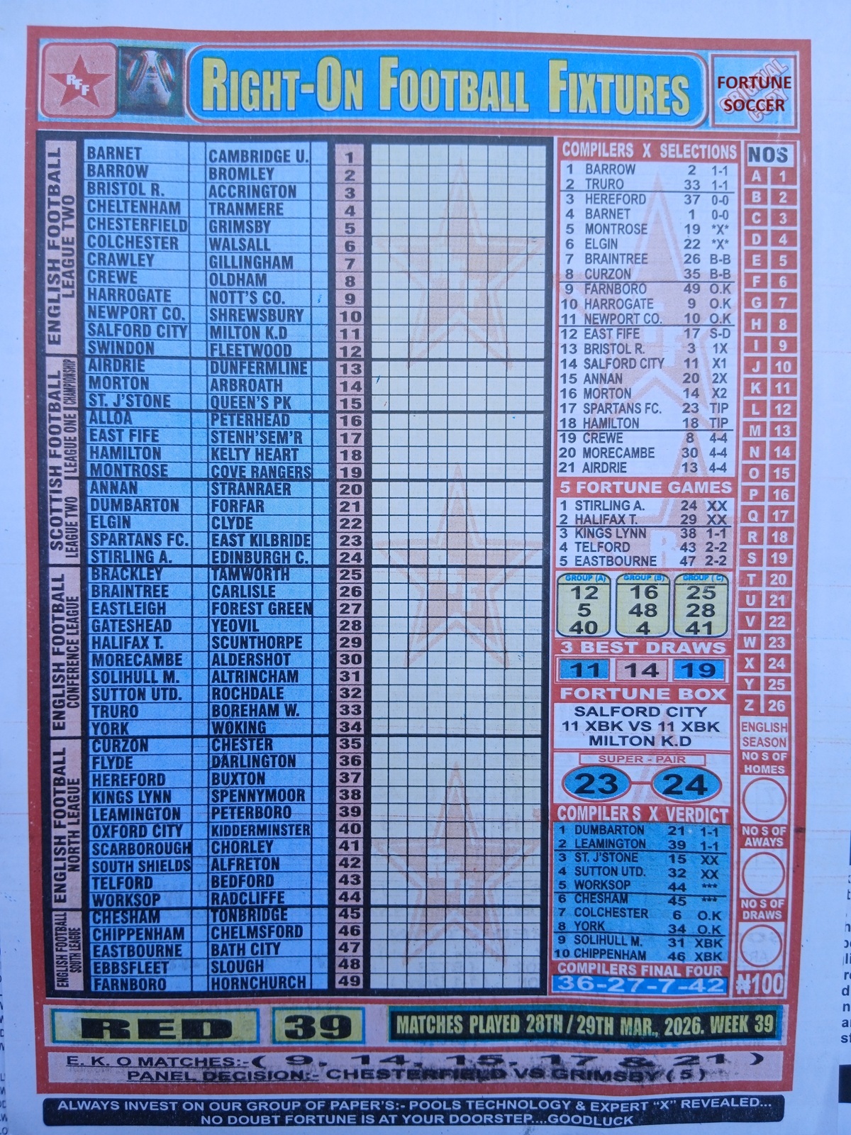 week 39 right on fixtures 2026 front page