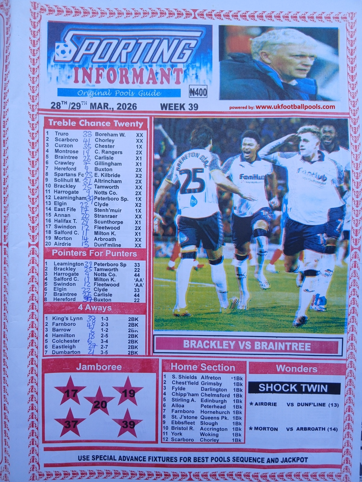 week 39 sporting informant 2026 page 1