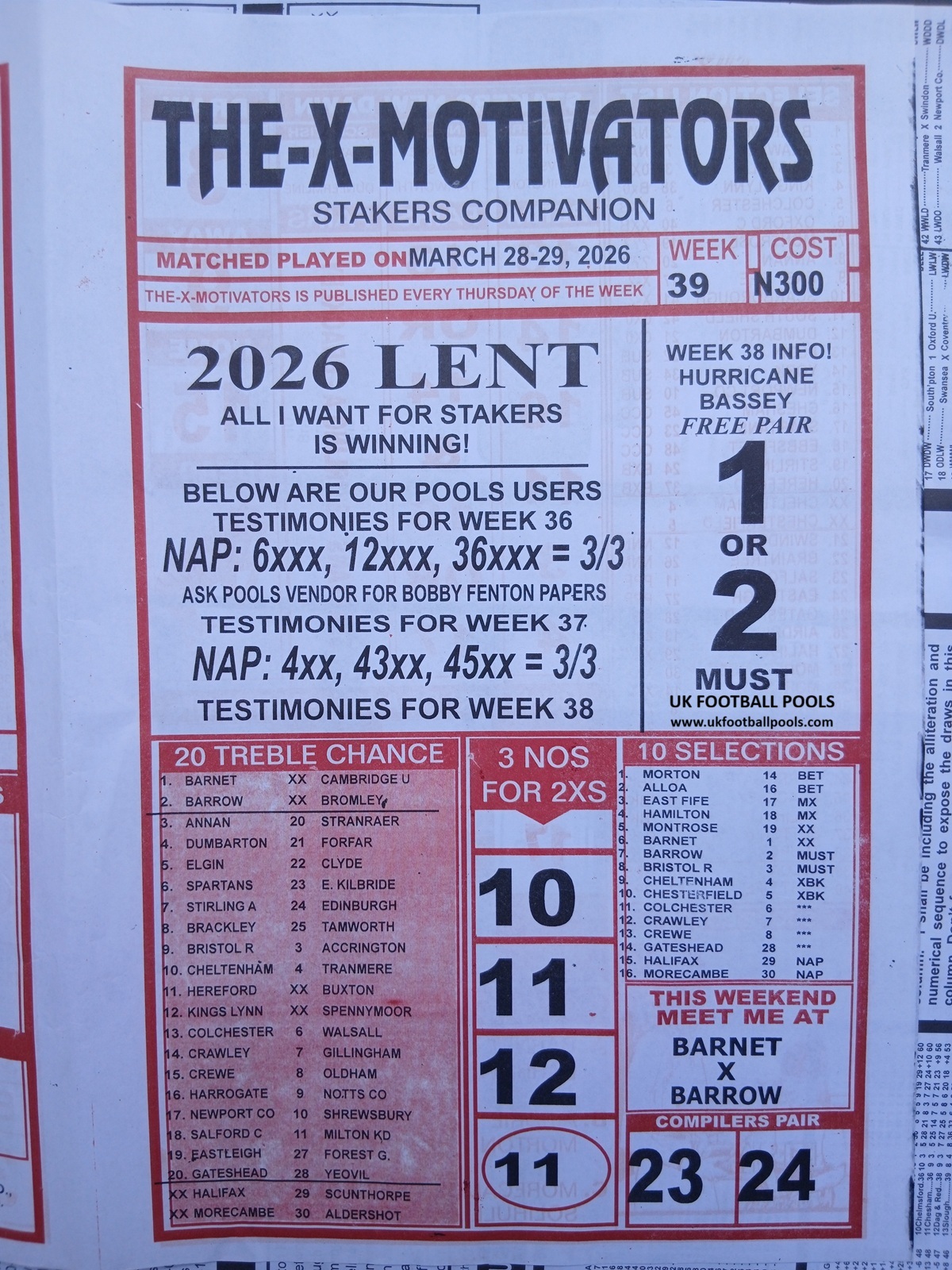 week 39 the x motivators 2026 page 1