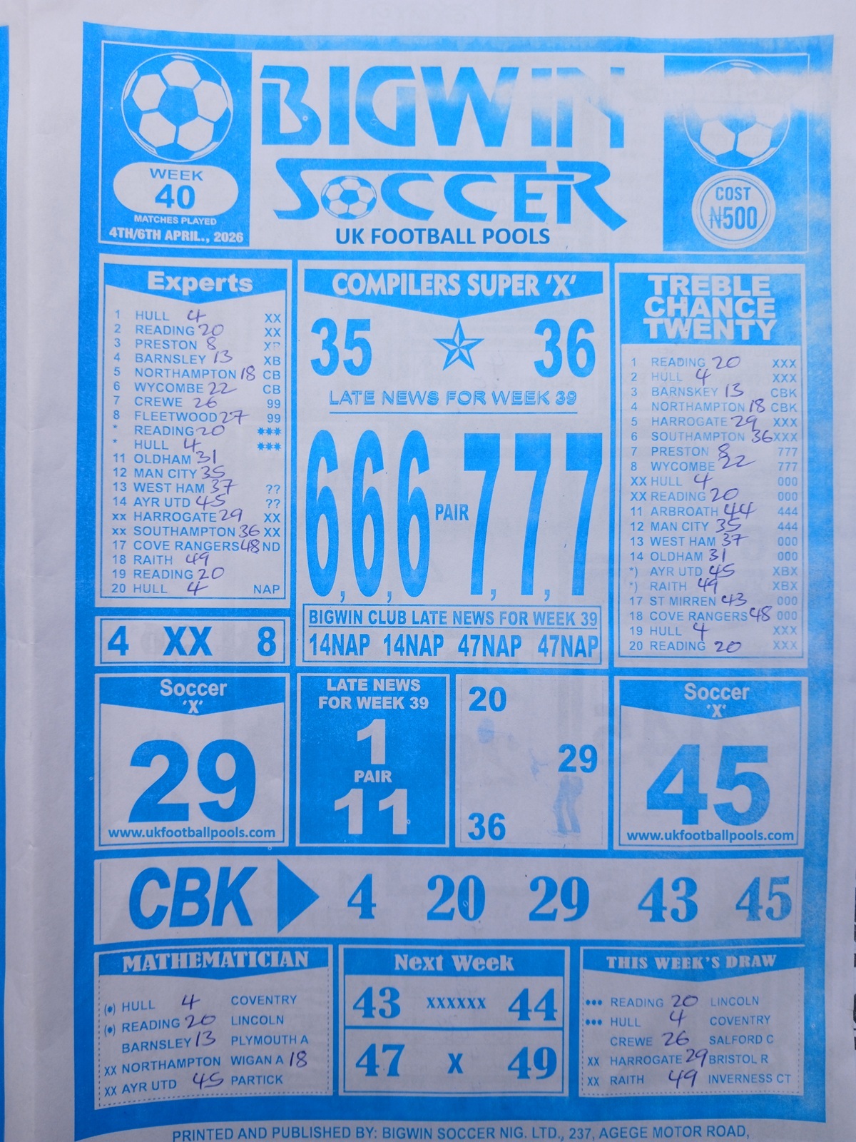 week 40 bigwin soccer 2026 page 1