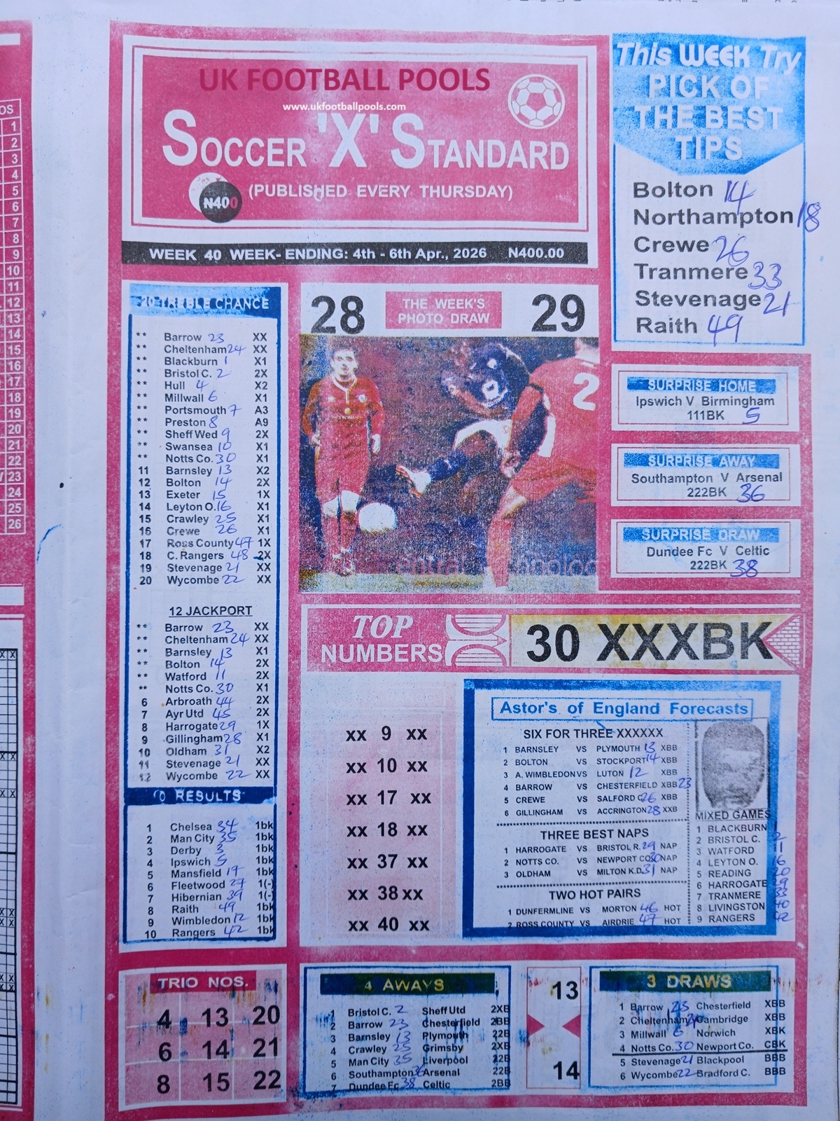 week 40 soccer x standard 2026 page 1