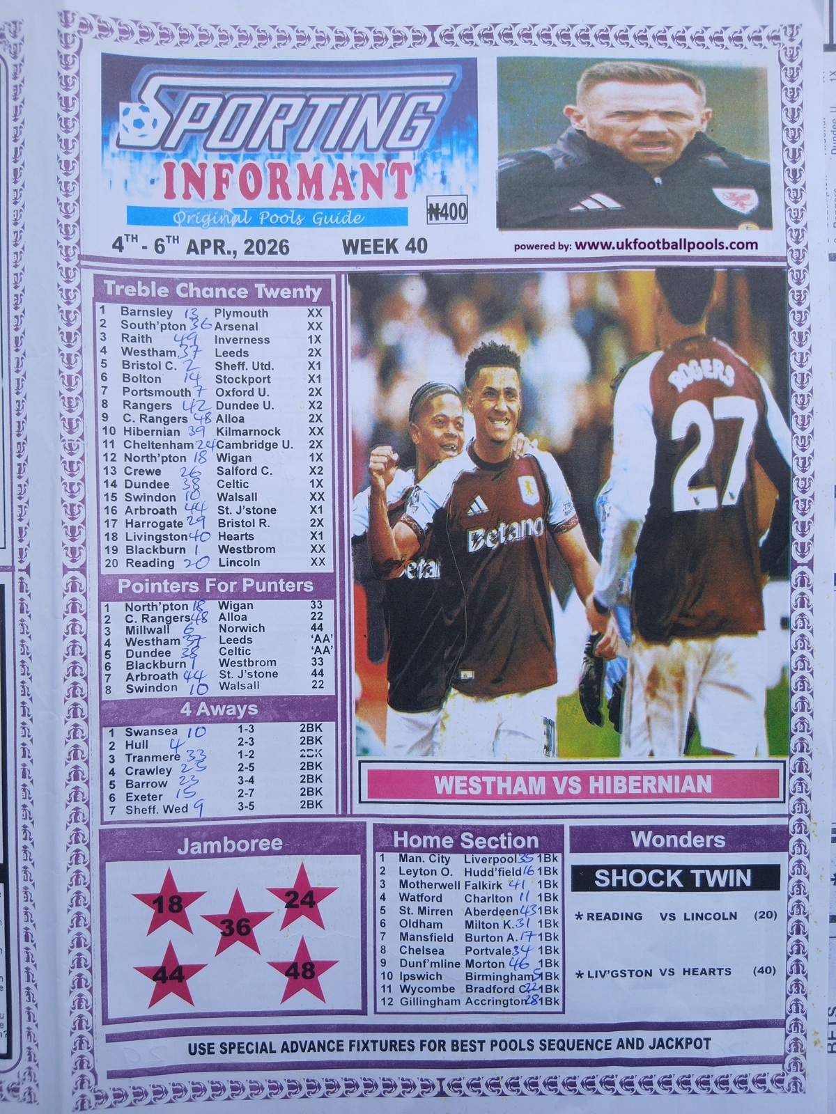 week 40 sporting informant 2026 page 1