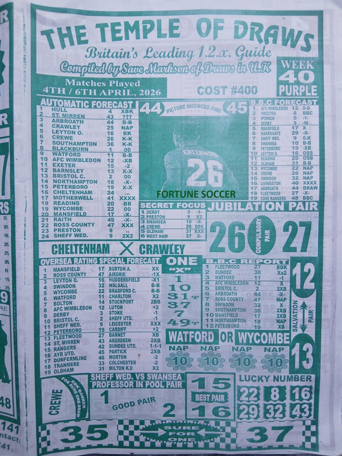 week 40 temple of draws 2026 page 1