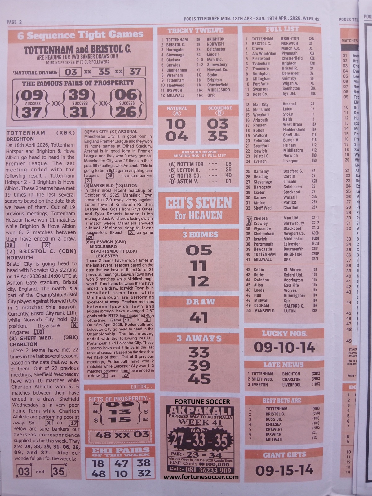 week 42 pools telegraph 2026 page 2