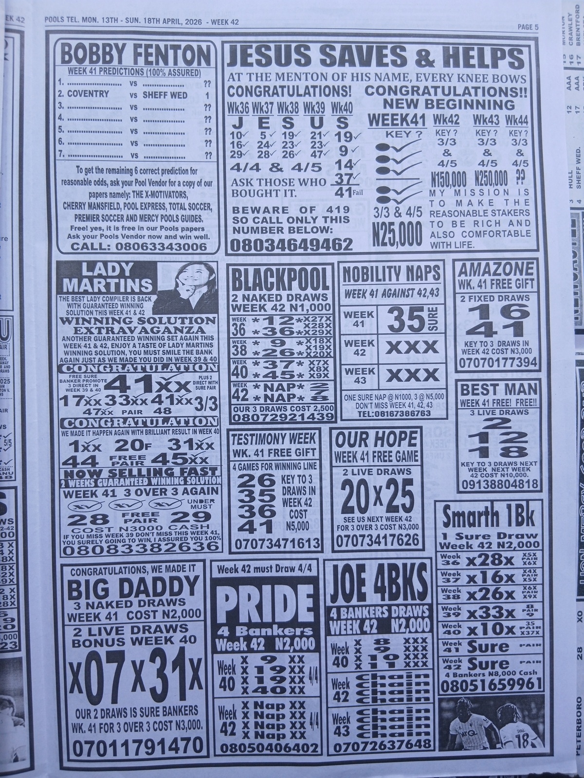 week 42 pools telegraph 2026 page 9